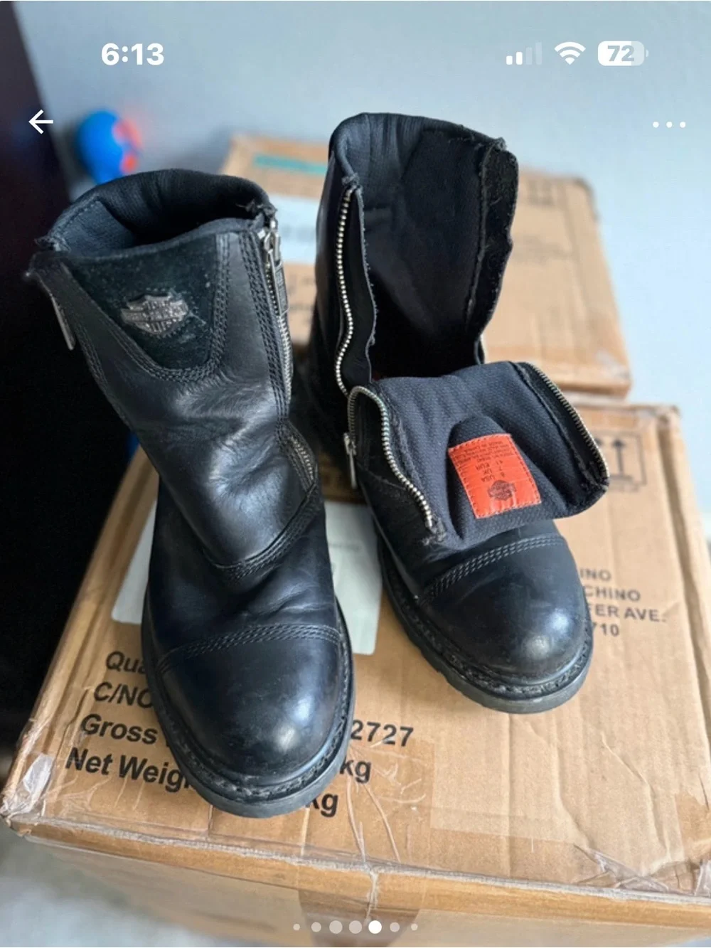 Harley-Davidson Black Leather Zip-Up Riding Boots